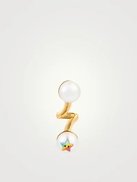 24K Goldplated Kawaii Rainbow Pearl Earring