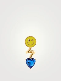 24K Goldplated Smiley Heart Earring With Crystal