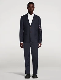Wool Jacket With 4-Bar Silk Stripe