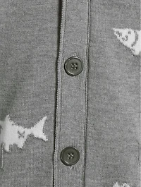 Wool Bear And Salmon Intarsia Cardigan