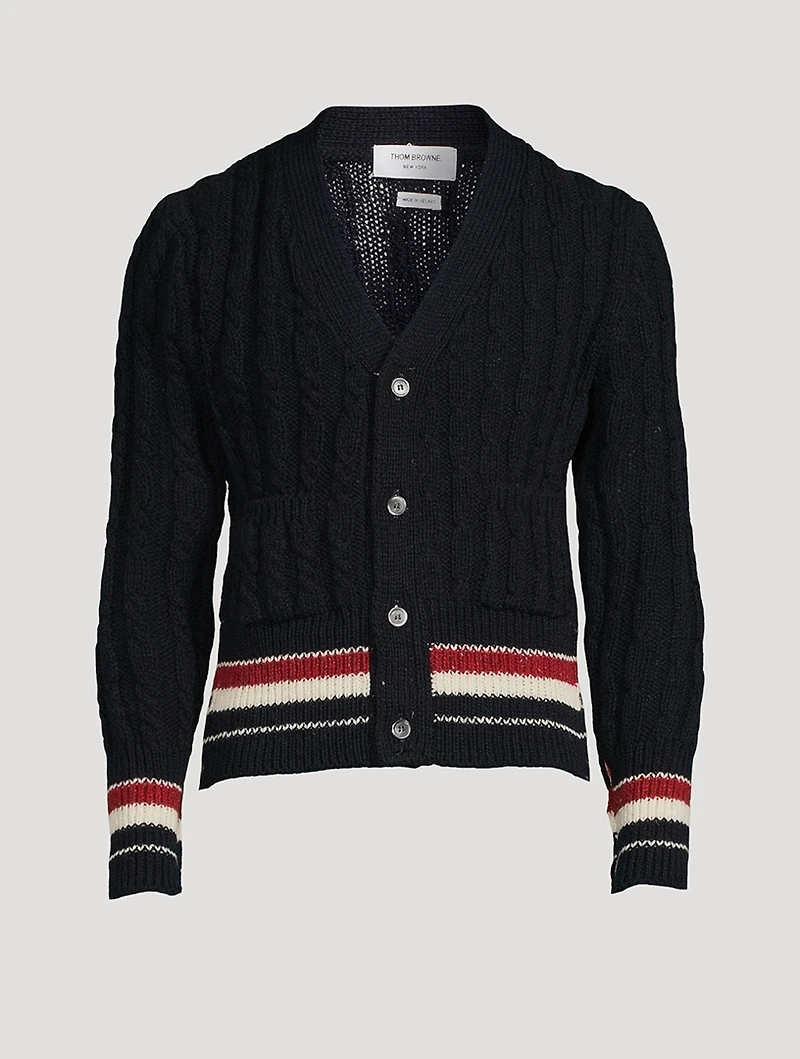 Wool And Mohair Cable-Knit Cardigan