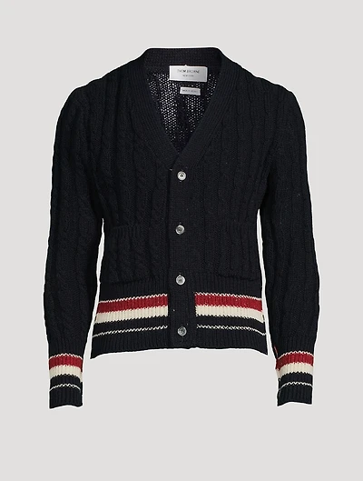 Wool And Mohair Cable-Knit Cardigan