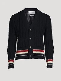 Wool And Mohair Cable-Knit Cardigan