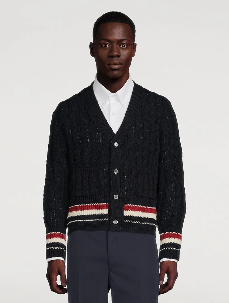 Wool And Mohair Cable-Knit Cardigan