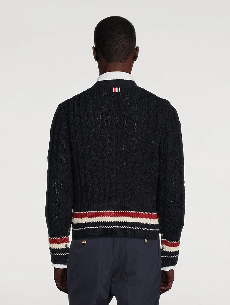 Wool And Mohair Cable-Knit Cardigan