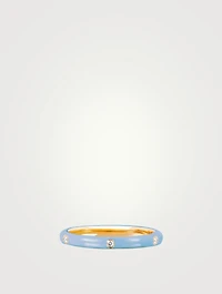 14K Gold Enamel Stack Ring With Diamonds