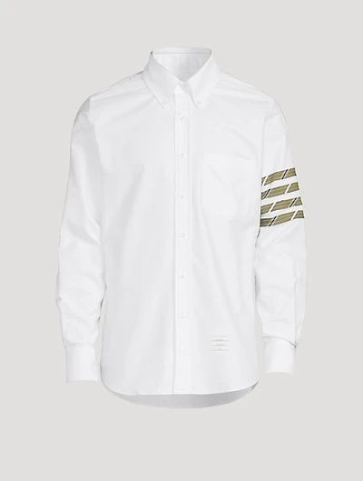 Cotton Shirt With 4-Bar Silk Stripe