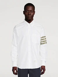 Cotton Shirt With 4-Bar Silk Stripe