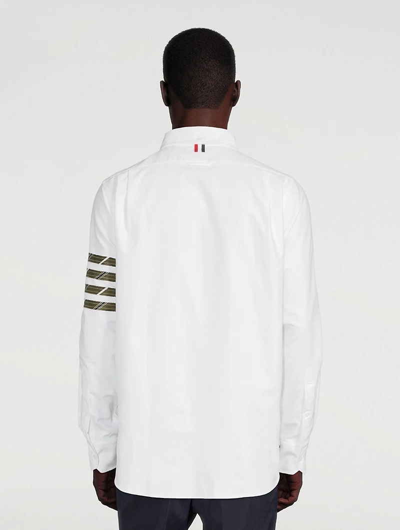 Cotton Shirt With 4-Bar Silk Stripe