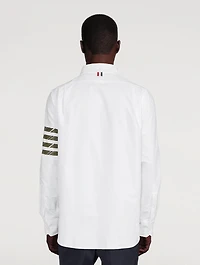 Cotton Shirt With 4-Bar Silk Stripe