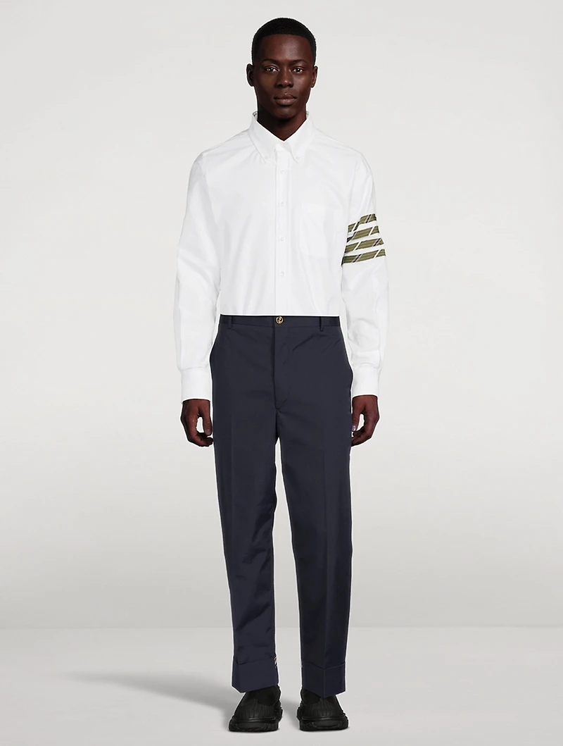 Cotton Shirt With 4-Bar Silk Stripe