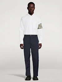 Cotton Shirt With 4-Bar Silk Stripe
