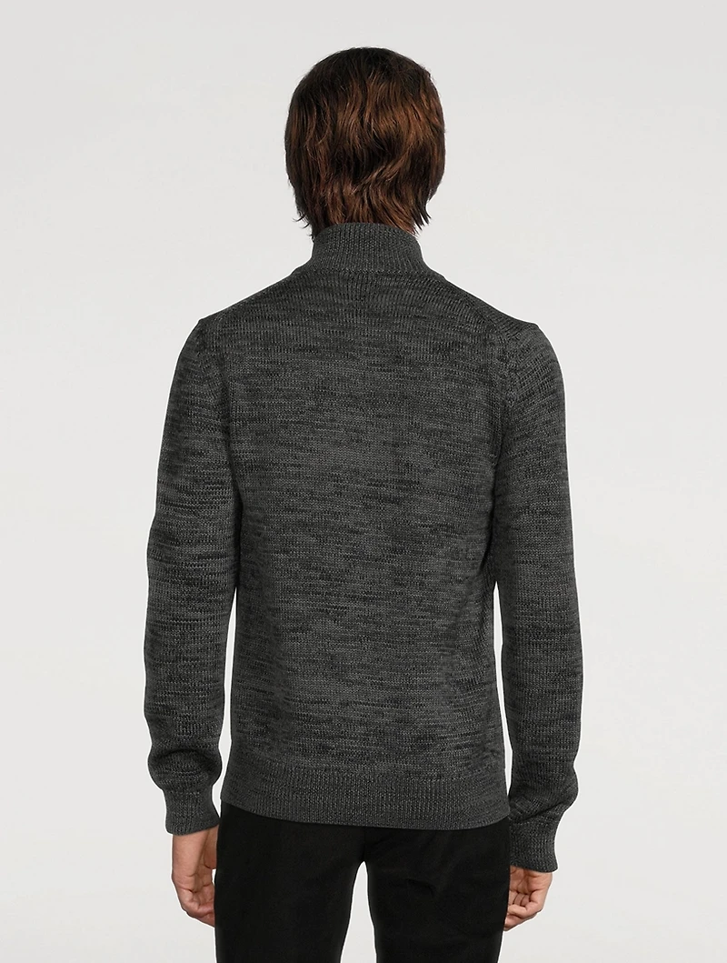 Wool Cardigan With Leather Detail