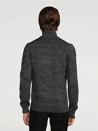 Wool Cardigan With Leather Detail