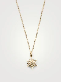 North Star 10K Gold Pendant With Pavé Diamonds