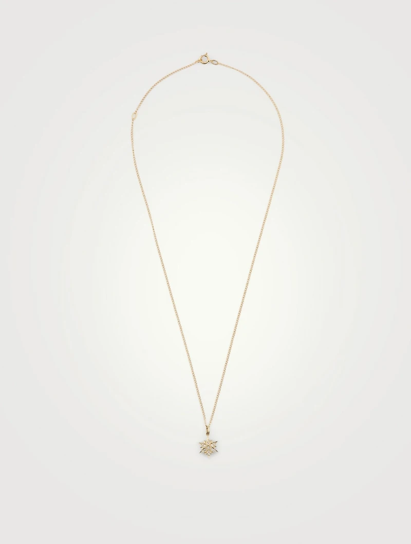 North Star 10K Gold Pendant With Pavé Diamonds