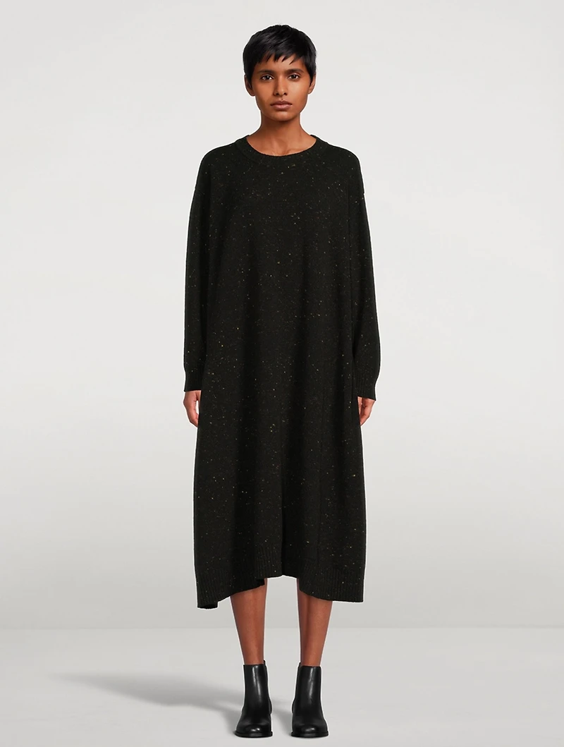 Oversized Tweed Knit Midi Dress