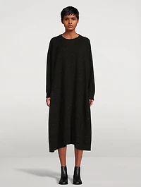 Oversized Tweed Knit Midi Dress