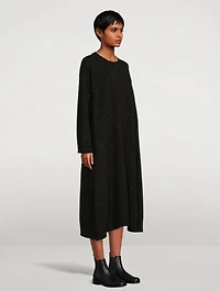 Oversized Tweed Knit Midi Dress