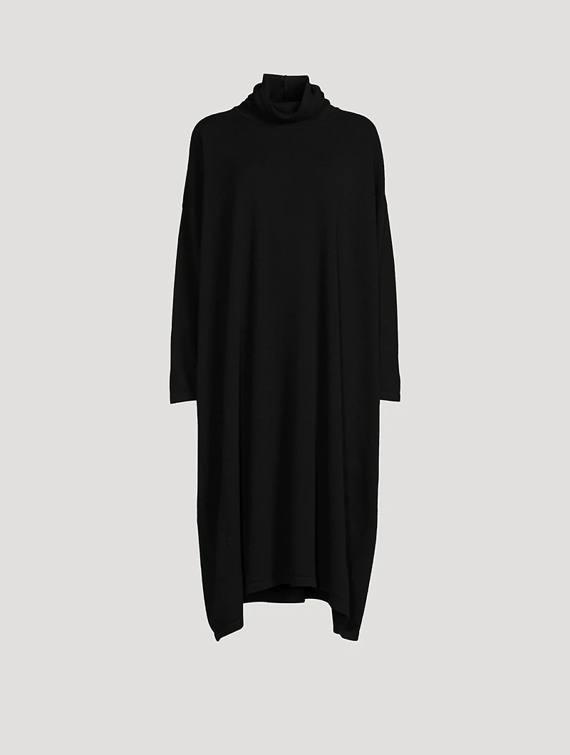 Scrunch-Neck Cashmere Sweater Dress