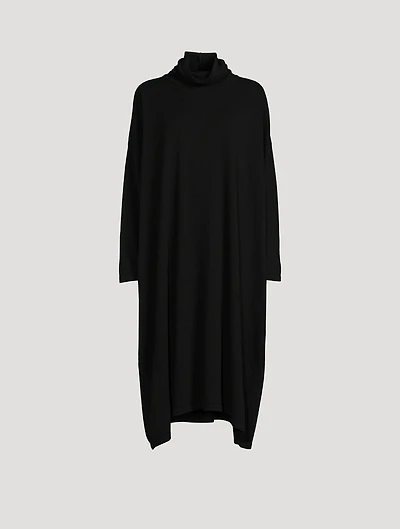Scrunch-Neck Cashmere Sweater Dress