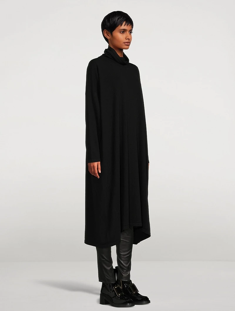 Scrunch-Neck Cashmere Sweater Dress
