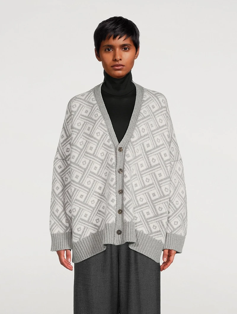 Jacquard Cashmere Cardigan