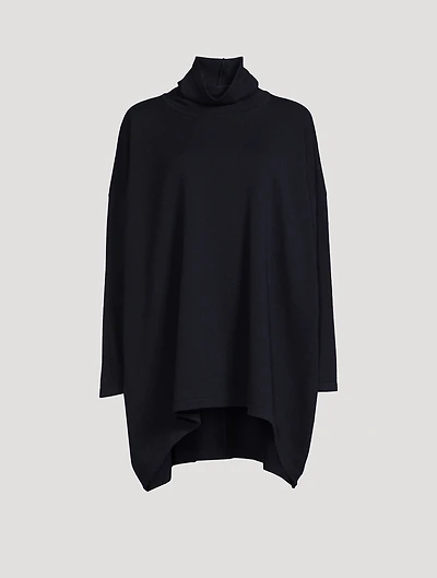 Scrunch-Neck Cashmere Long Sweater
