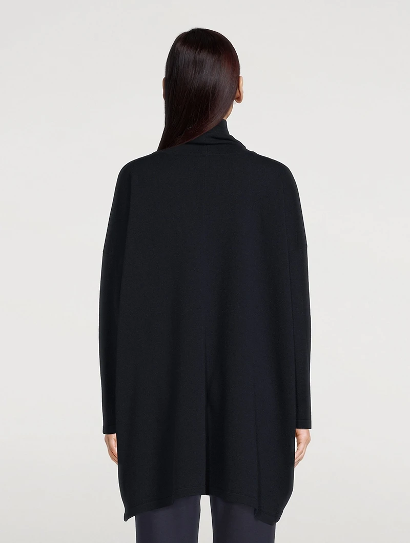 Scrunch-Neck Cashmere Long Sweater