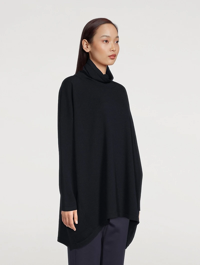 Scrunch-Neck Cashmere Long Sweater