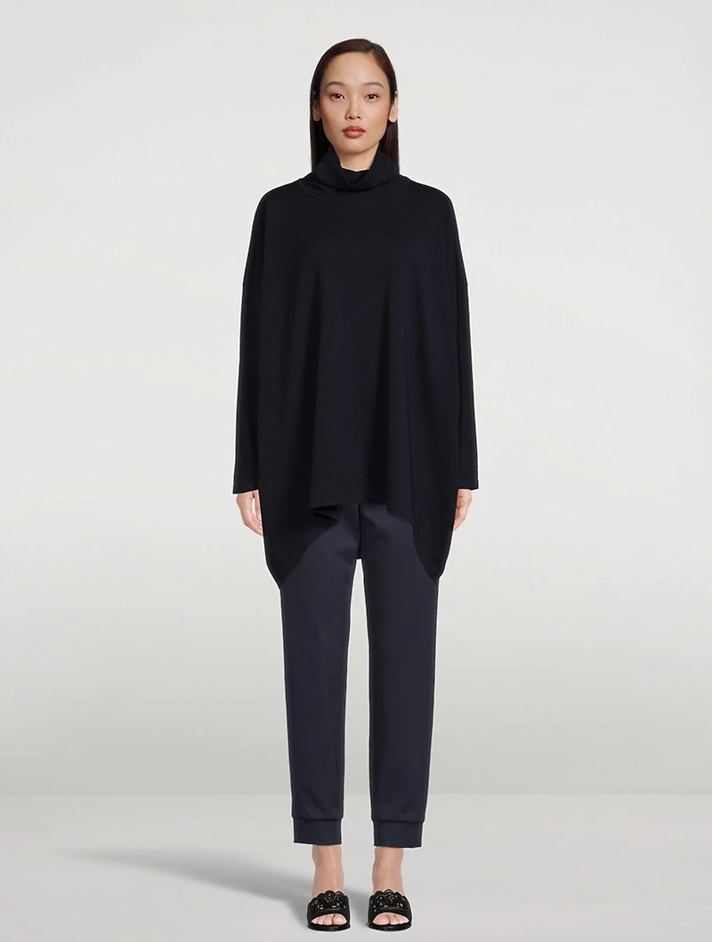 Scrunch-Neck Cashmere Long Sweater