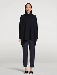 Scrunch-Neck Cashmere Long Sweater
