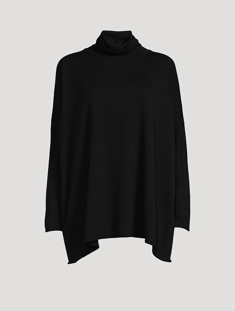 Raw-Edge Scrunch-Neck Cashmere Sweater