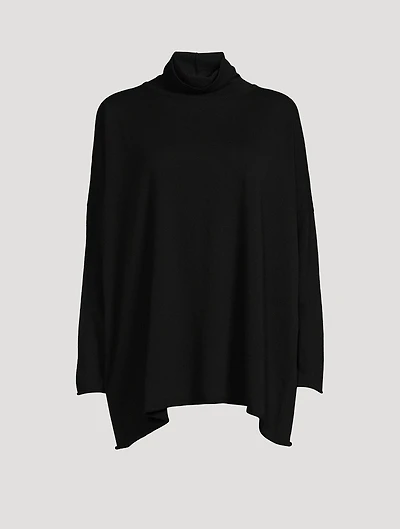 Raw-Edge Scrunch-Neck Cashmere Sweater