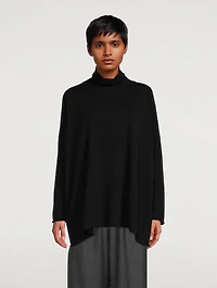 Raw-Edge Scrunch-Neck Cashmere Sweater