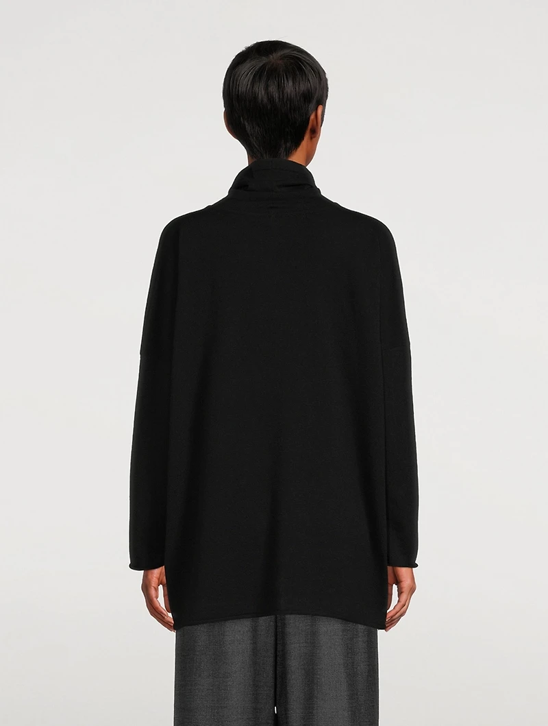 Raw-Edge Scrunch-Neck Cashmere Sweater