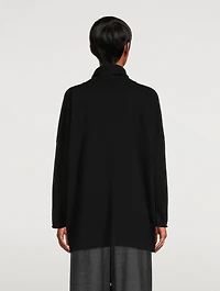 Raw-Edge Scrunch-Neck Cashmere Sweater