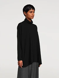 Raw-Edge Scrunch-Neck Cashmere Sweater
