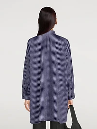Cotton Poplin A-Line Shirt Plaid Print