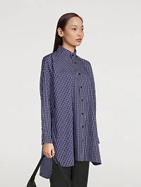 Cotton Poplin A-Line Shirt Plaid Print