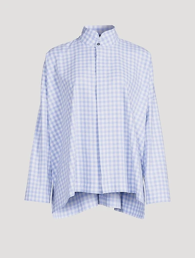 Wide Cotton Shirt Gingham Print