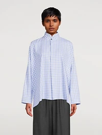 Wide Cotton Shirt Gingham Print
