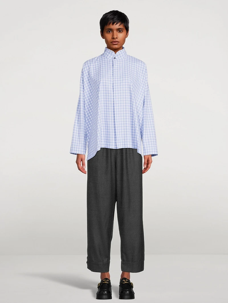 Wide Cotton Shirt Gingham Print