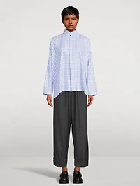 Wide Cotton Shirt Gingham Print