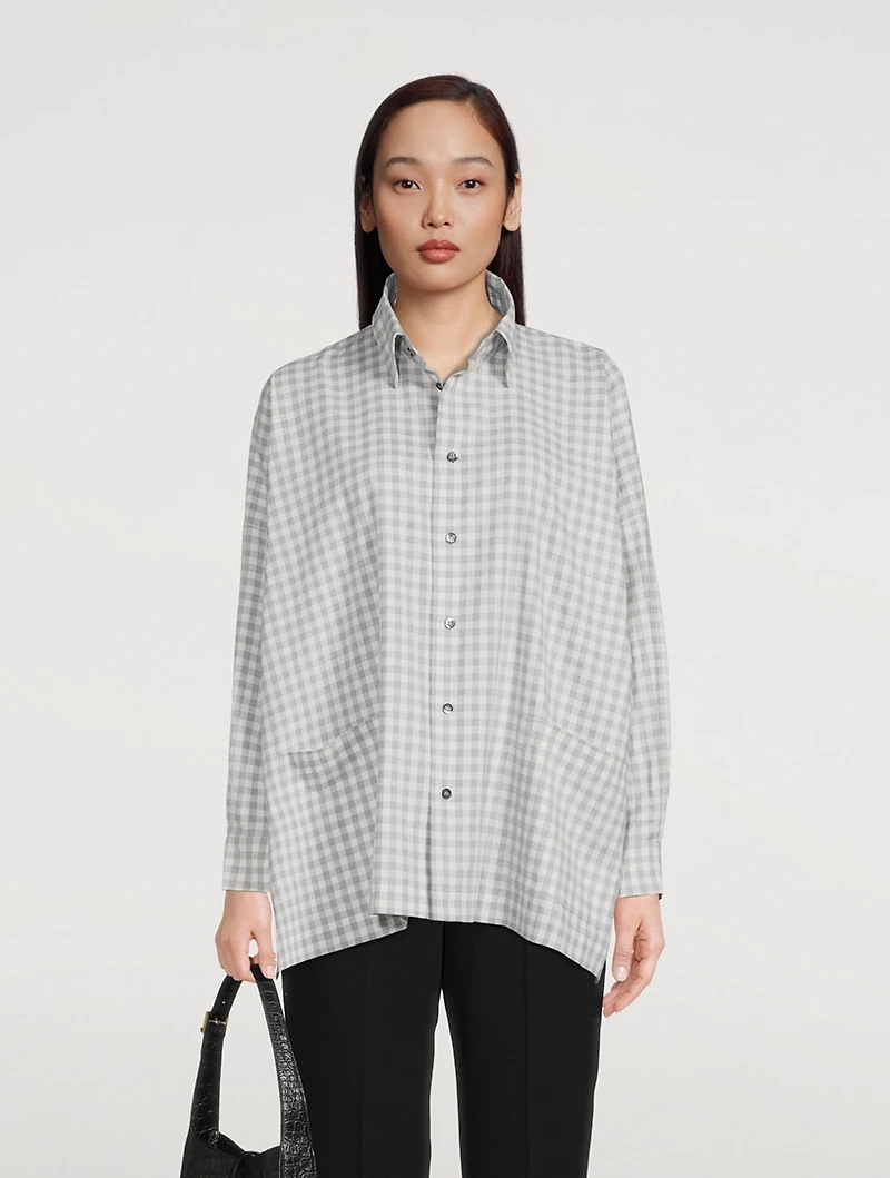 Cotton Shirt Jacket Gingham Print