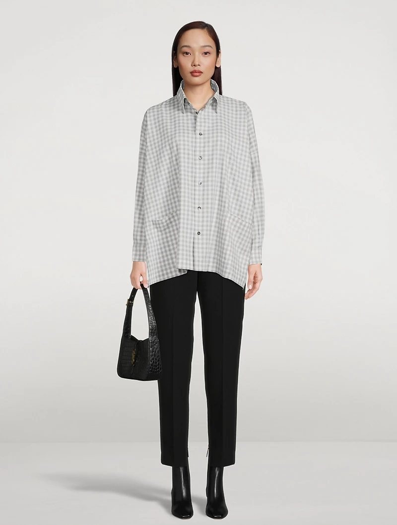 Cotton Shirt Jacket Gingham Print