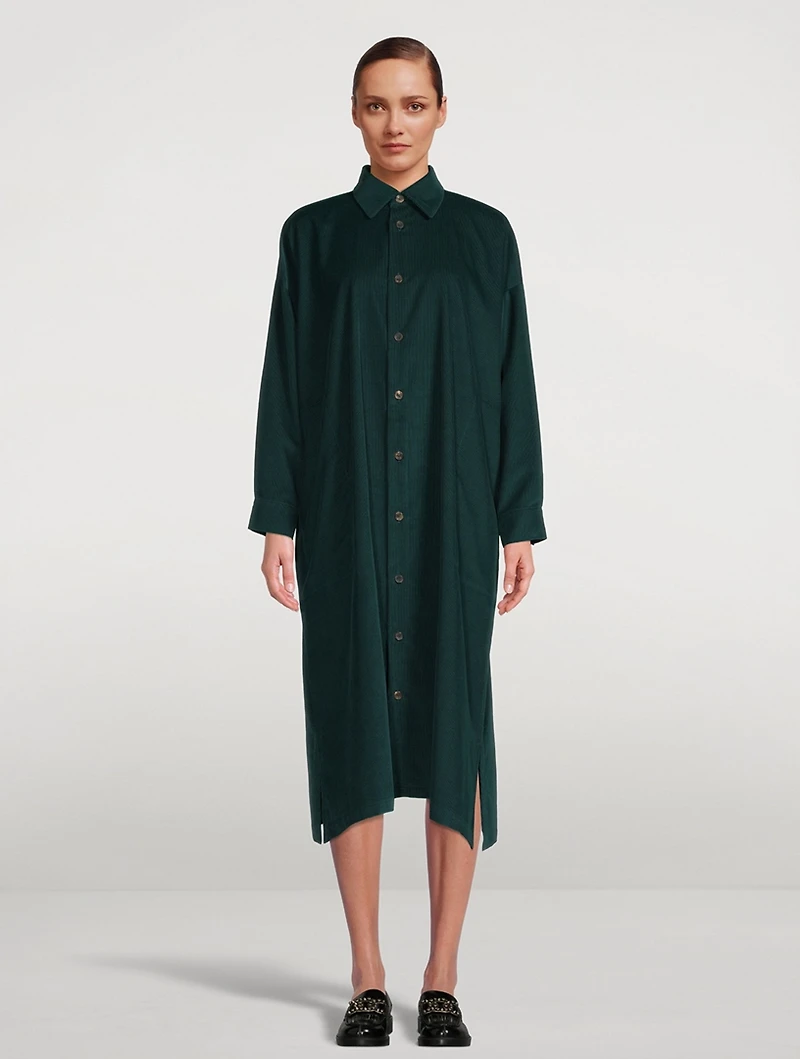 Corduroy Midi Shirt Dress