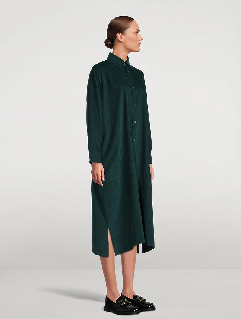 Corduroy Midi Shirt Dress