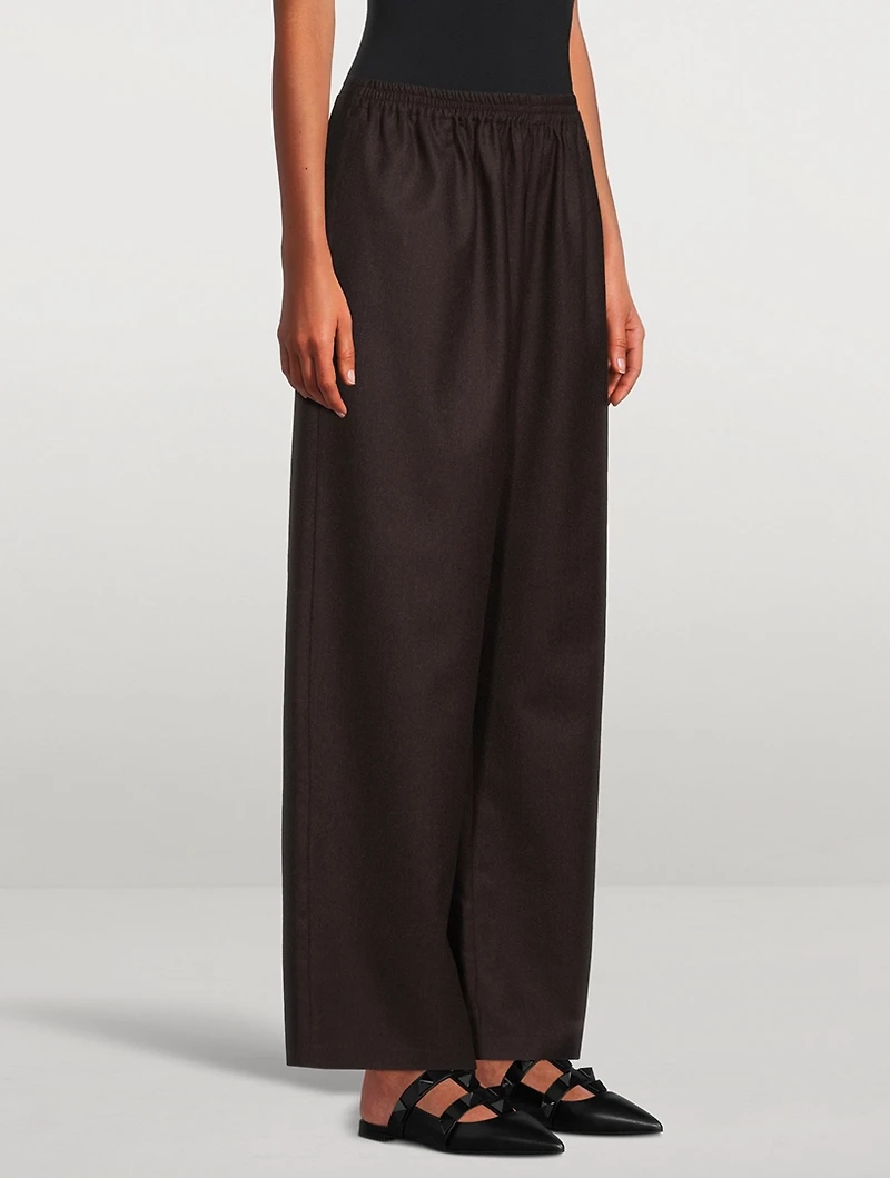 Stretch-Wool Wide-Leg Trousers