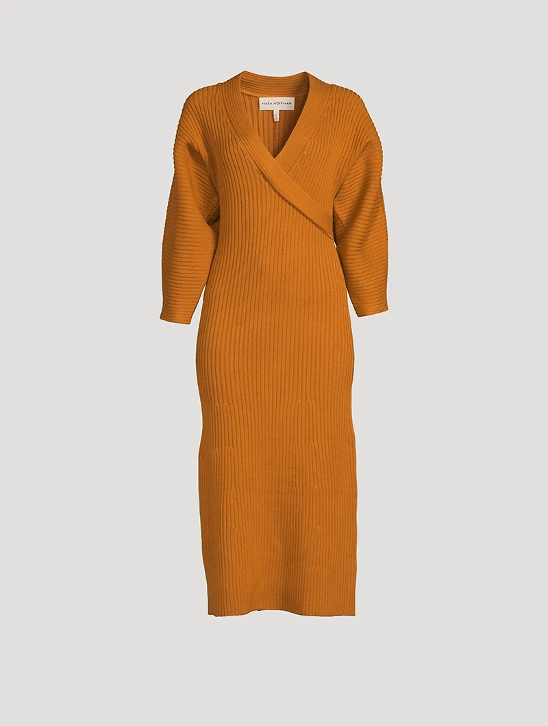 Samira Organic Cotton Knit Long-Sleeve Midi Dress
